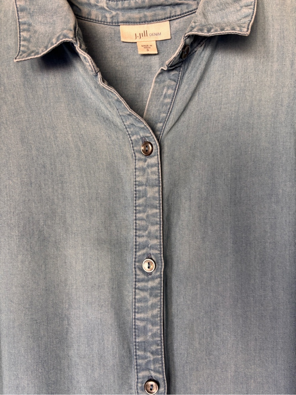 J. Jill Denim Sleeveless Chambray Mini Dress in light Blue collared Small - Picture 3 of 9